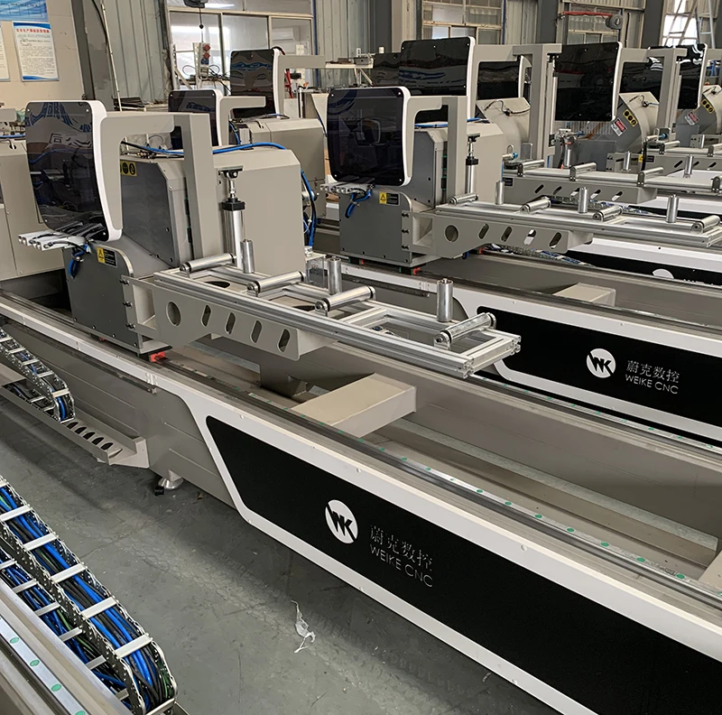 WEIKE CNC 45-градусная двойная режущая пила с алюминиевым профилем прецизионная для дверей и окон