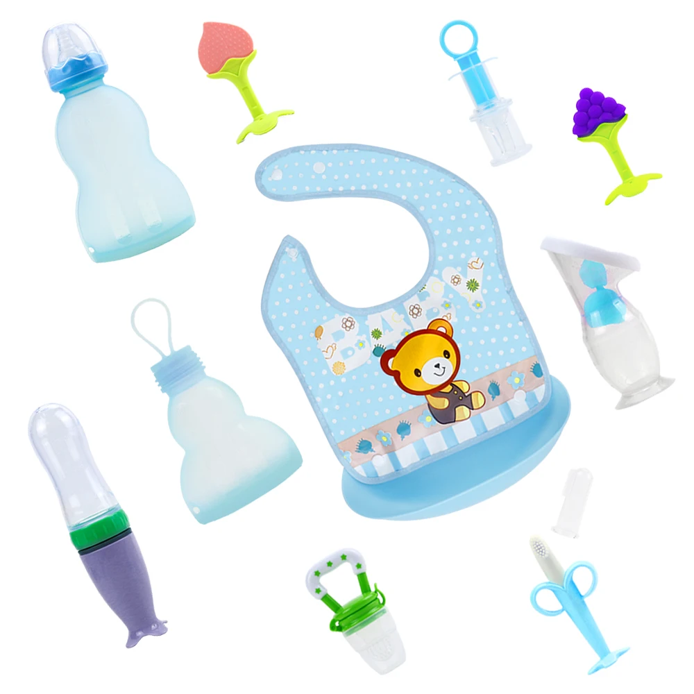 Custom 11 Pcs Breast Pump Cartoon Wholesale Kids Bottle Amazon Top Seller Children Bpa Free Silicone Baby Feeding Set