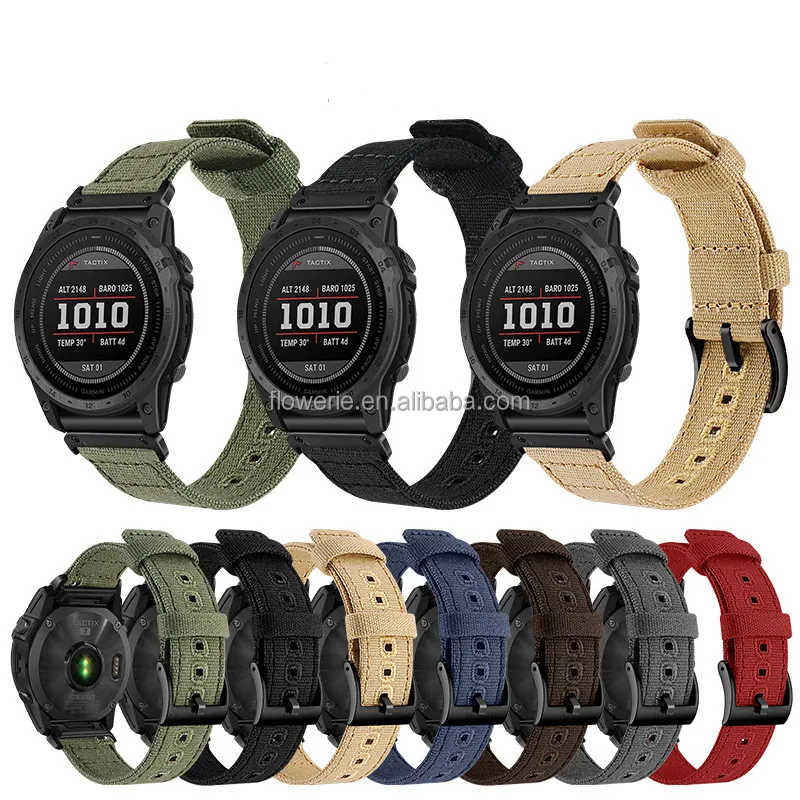 Quickly removed connector sport belt strap lily 26mm for garmin Fenix 6 6X 7X Tactix 7 pro Nylon cotton canvas garmin watch band