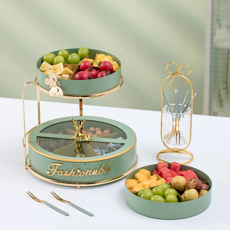 OSBORN Light luxury homeware compartment with lid fruit plate candy box living room plate modern dried fruit snack Container