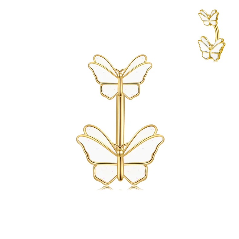 Wholesale Women Jewelry Butterfly Belly Button Ring Stainless Steel Body Piercing Jewelry Navel Ring