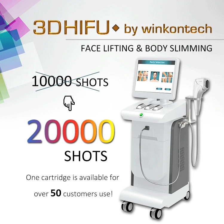  Вертикальный Winkonlaser 11 линий Hifu 25000 снимков 8 дополнительных картриджей 3D для похудения груди Тяговая машина подтяжки