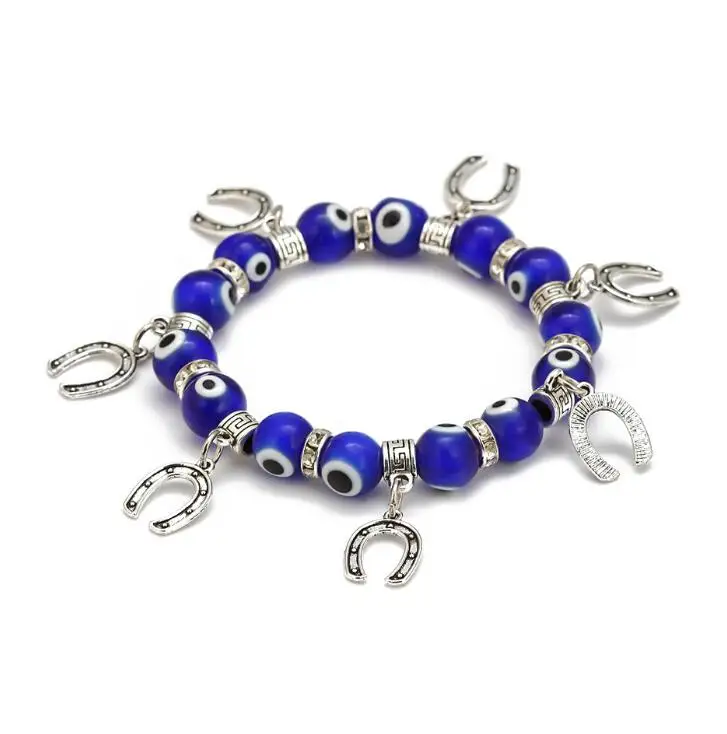 WIIPU Fashion Goods Beaded Jewelry To Wholesale Fashion Turkey Bracelet blue eye beads with rhinestone