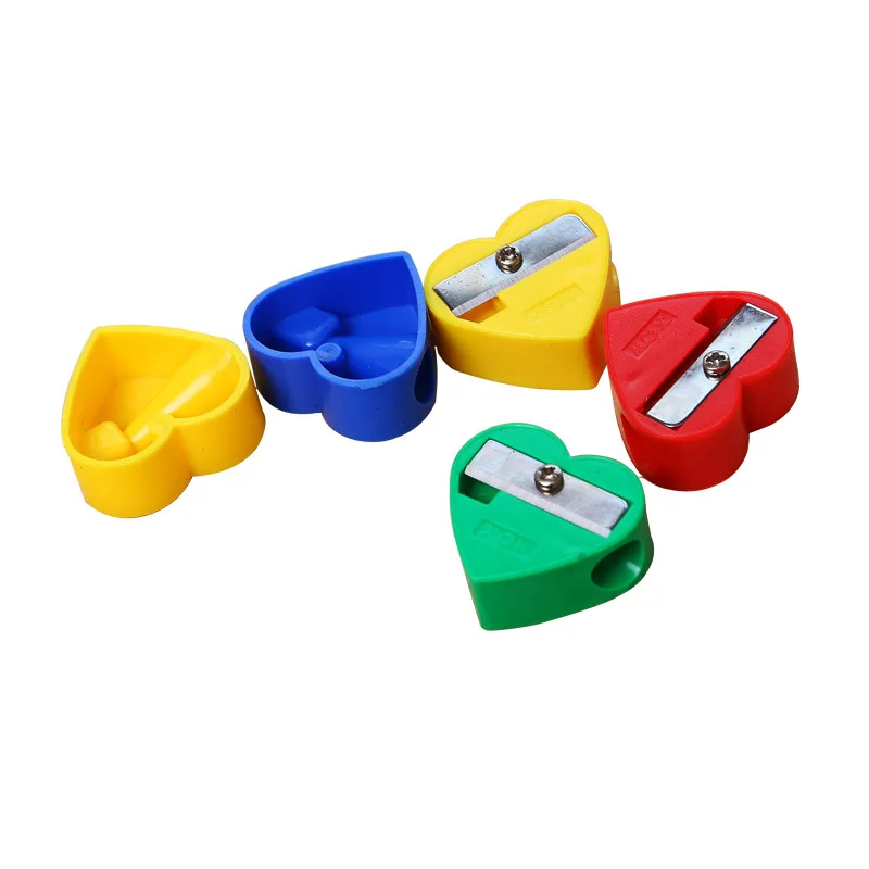 Wholesaler Stationery Office School Manual Kids Standard Color Pencil Sharpener Heart Plastic
