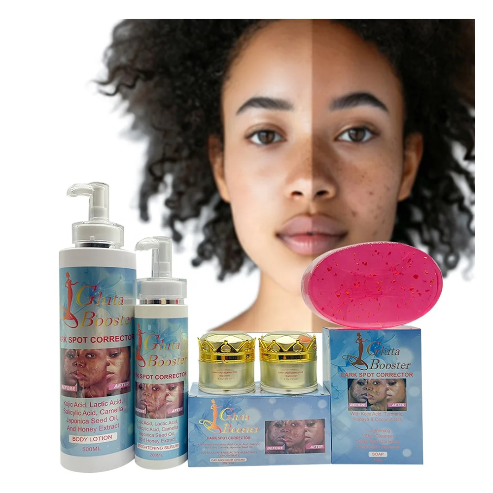 Gluta Booster Deep Cleansing Lightening Kojic Acid Honey Extract Oil Control Hydrating Fade Dark Spots Acne Pimple Skincare Kit