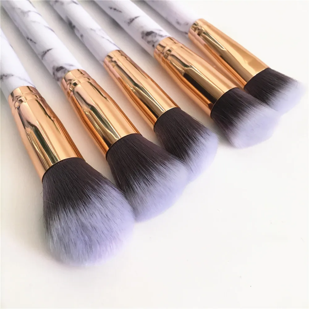 Wholesale low MOQ make up brushes marble handle makeup brush set