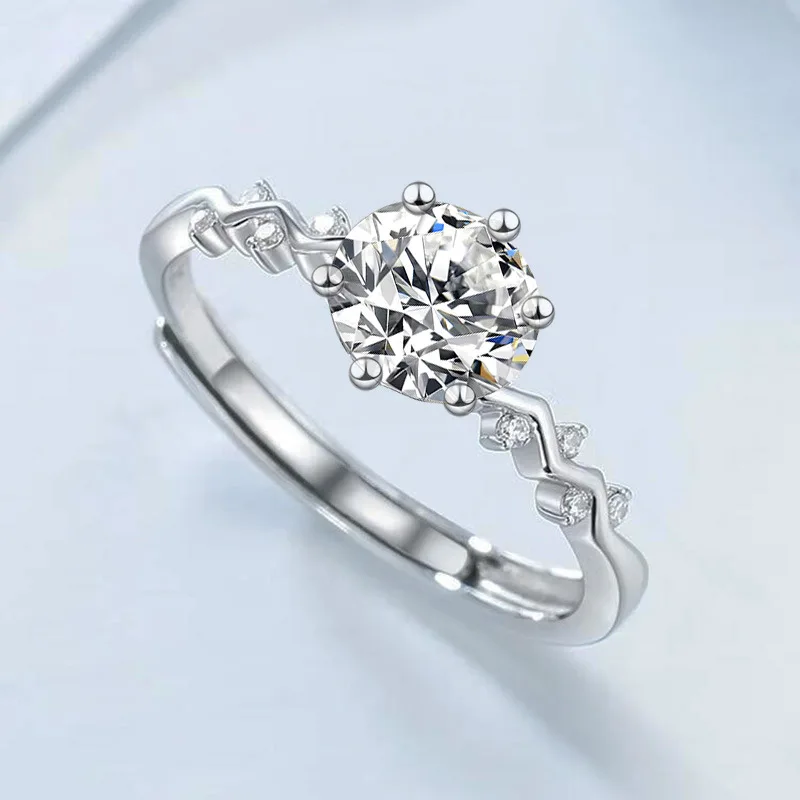 High Quality Adjustable Open Ring Diamond Ring Love Gift For Lover Wedding Moissanite Diamond Ring Women Fashion Jewelry