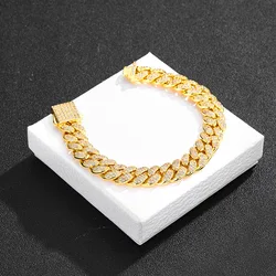 Hot Sale Hip Hop, Jewelry Alloy Iced Out CZ Diamond Prong Cuban Link Chain Necklace/