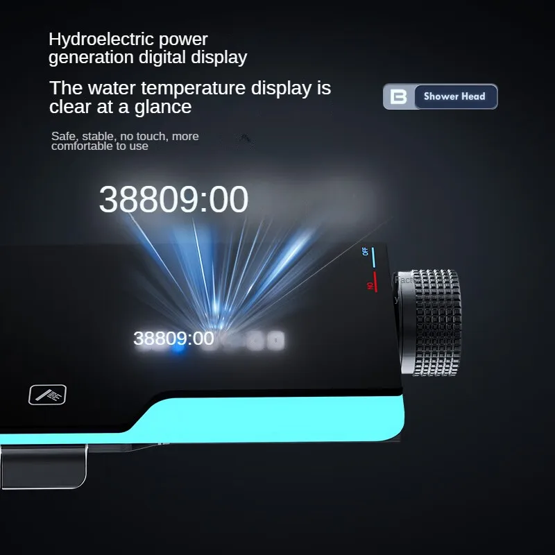 Adjustable Square Thermostatic Bathroom light digital display thermostatic bathroom shower copper faucet pressurized shower set