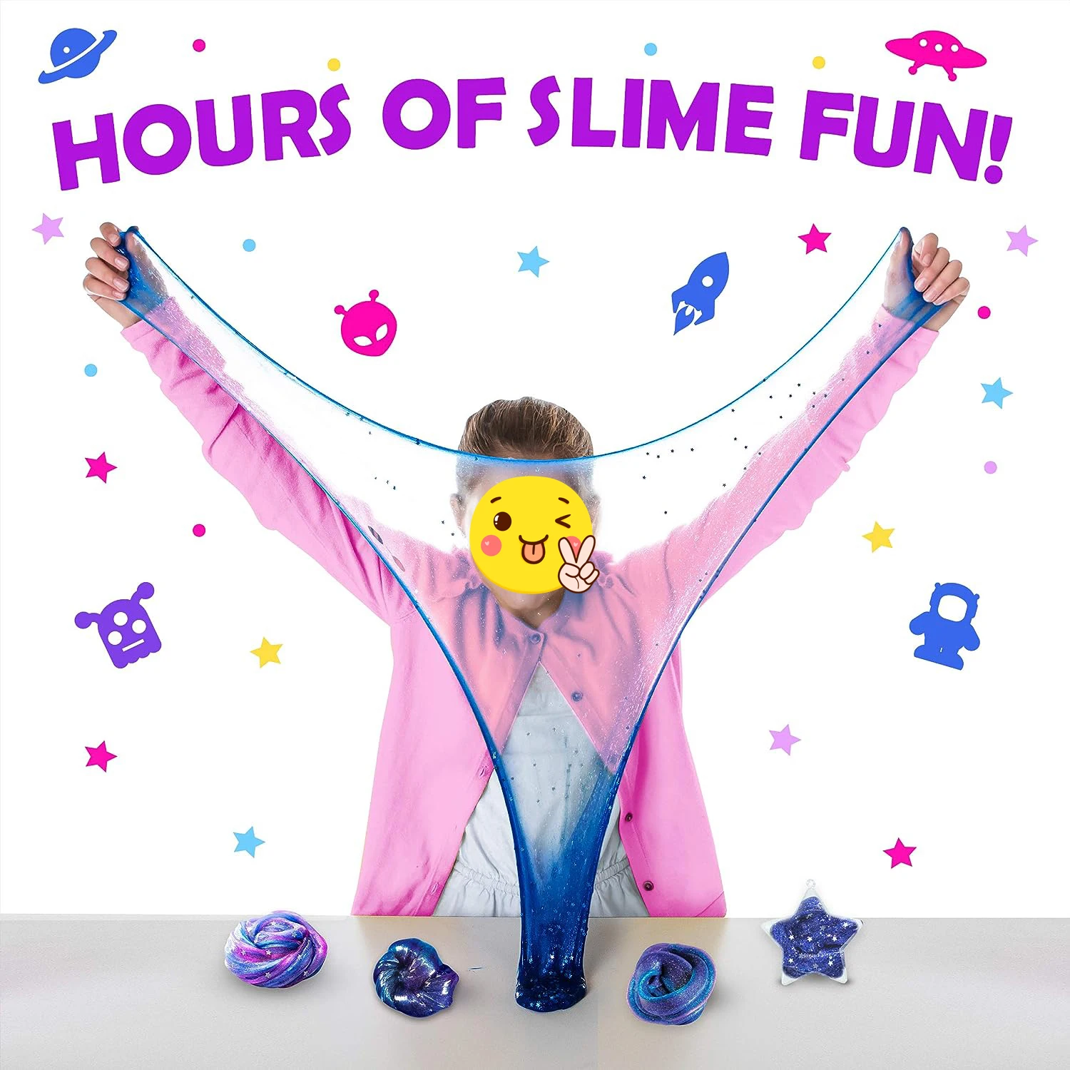 Mini Galaxy Slime Kit, Make Your Own Galactic Slime with Glitter and Glow in The Dark Powder