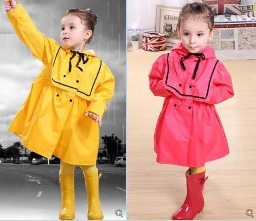 New style girls college wind princess waterproof coat nylon kids raincoat for school nice rain jacket for children