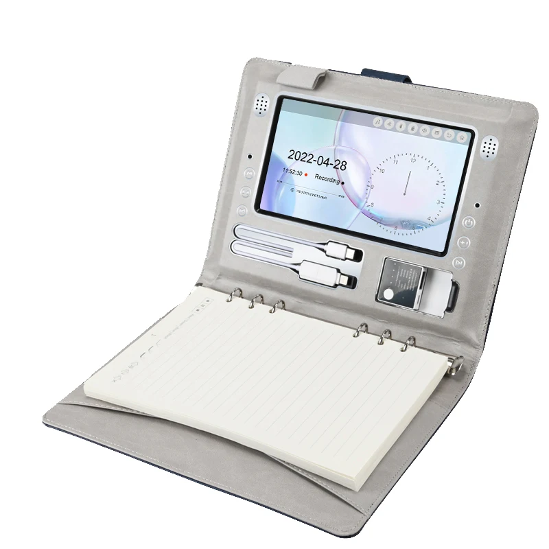 Customized Fingerprint Lock Diary with Power Bank Large LCD Video Recorder MP4 Player Diary with Smart Pen and Flash Driver