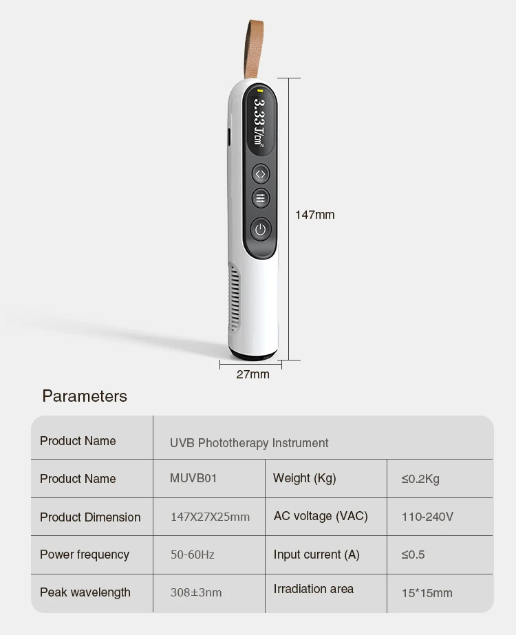 Custom Yonker handheld UVB phototherapy 308nm 5V type c Uv light therapy lamps treatment of psoriasis and vitiligo at home