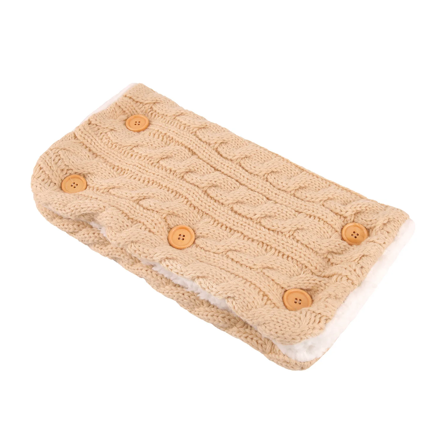 Winter Buttoned Cable Knitted Fleece Stroller Hand Muff Universal Warm Muff Stroller Gloves for Kids Pram Stroller Accessory