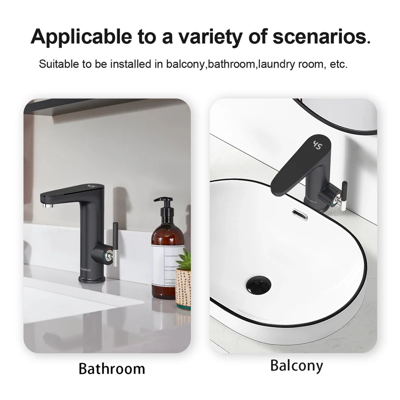 Briwellna 220V 3200W ABS Plastic Instant Hot Water Faucet Electric Water Heating Tap for Bathroom