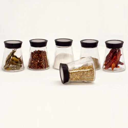 
glass spice jar set with stainless steel packing gift box 