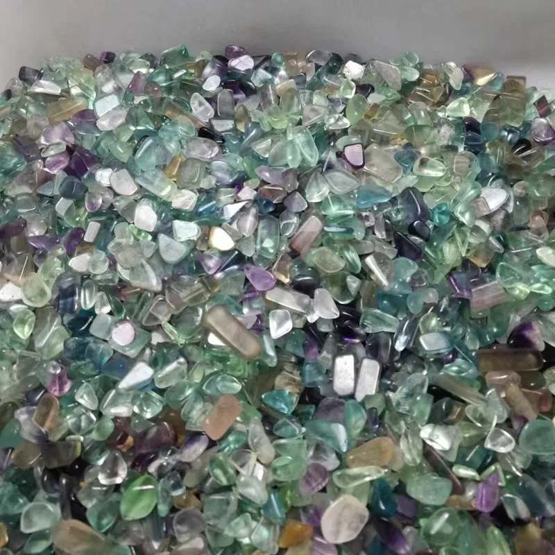 Wholesale Rainbow Fluorite Natural Crystal Chips Polished Gravel Crystals 5-7mm Chips Reiki mineral For Home Decoration