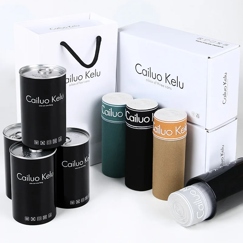 OEM Canned Underwear Pack of 4 Special Regenerated Nylon Fiber Mid-Rise Men  Boxer Briefs