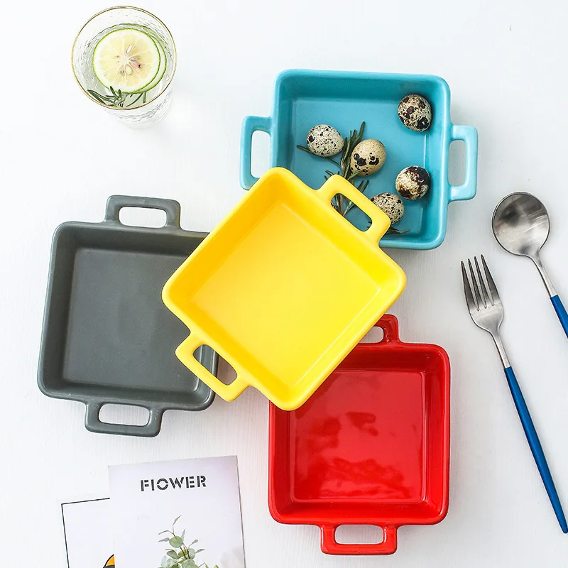 Nordic cutlery ceramic amphorae square creative baking dish cheese home microwave oven baking dish