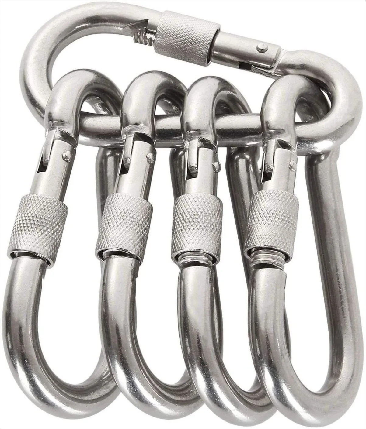 304 Stainless Steel Snap Hook With Nut Carabiner Hooks Clips Heavy Duty Marine Grade