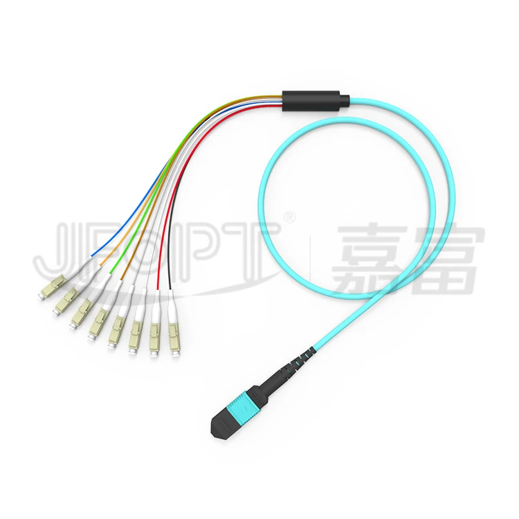 Jfopt цены по прейскуранту завода-изготовителя волоконно-оптический MPO-LC OM3 8 ядер низкие потери Мульти режим стандартной потери 0,9 мм музыкальная выходная мощность, преобразователь частот, патч-корд