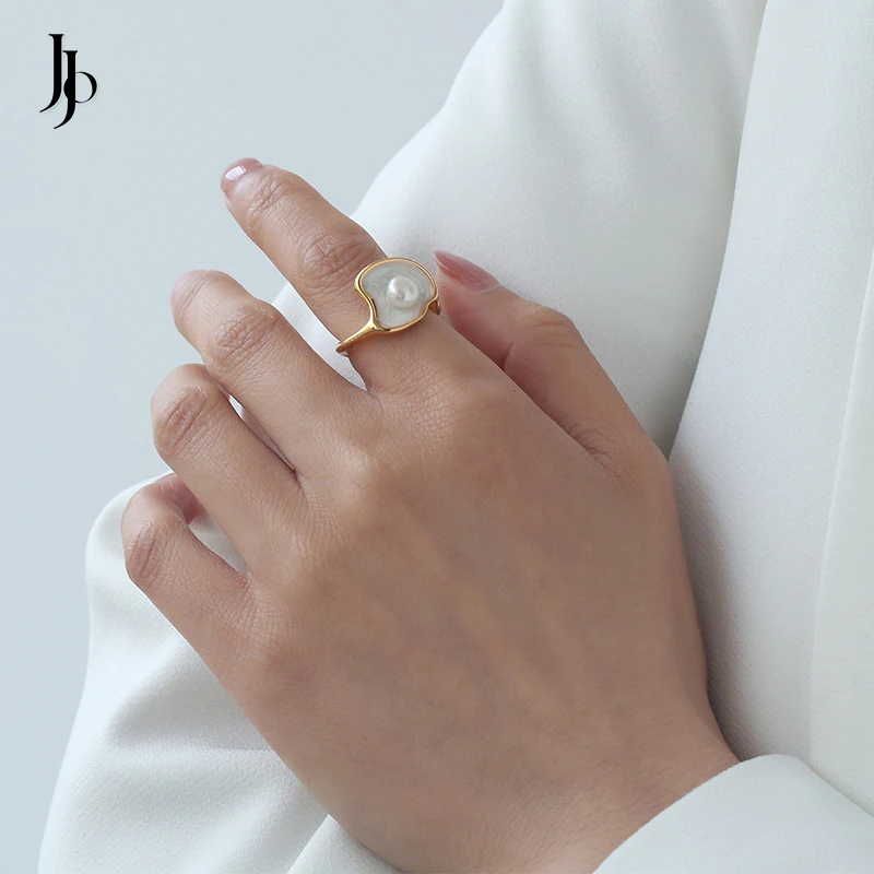 JOJO Fashion 2023 luxury 18k gold plated fresh water pearl ring