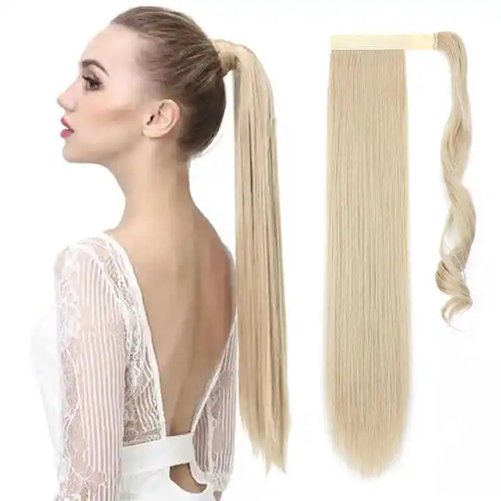 Kinky Curly Comfortable 22-Inch Yaki Straight Synthetic Hair Extension Wrap around Ponytail for Women-Wholesale