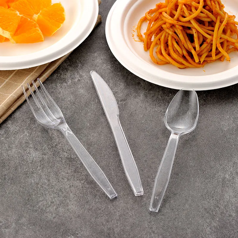 Oem Service Wedding Party Dinner Tableware Spoon Fork Knife Plastic Flatware Disposable Cutlery Set with Napkin Salt Pepper