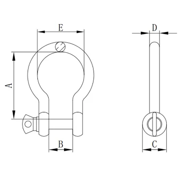 OEM Heavy Duty Stainless Steel 304 316 European Type 6MM Screw Pin Wire Rope Bow Shackle