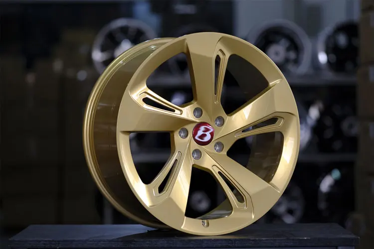MAONS GOLD 5612F Bentley Bentayga design custom luxury monoblock high quality hot sale five spoke black alloy wheels 5 stud R20