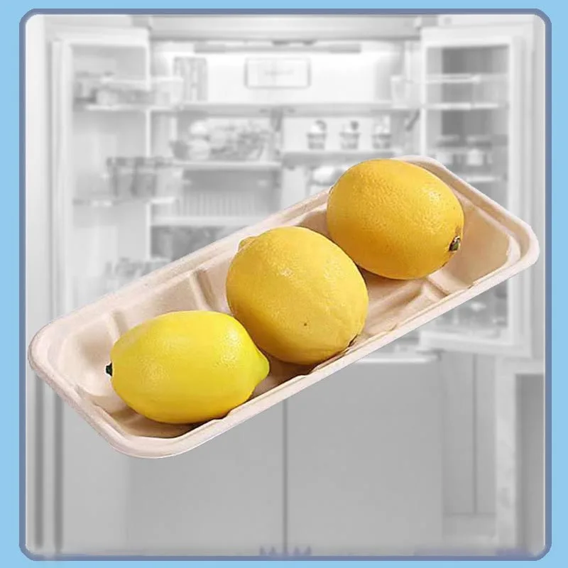 Biodegradable Disposable Dishes Sugarcane Bagasse Pulp Plates Meat Food Serving Trays  Disposable Trays