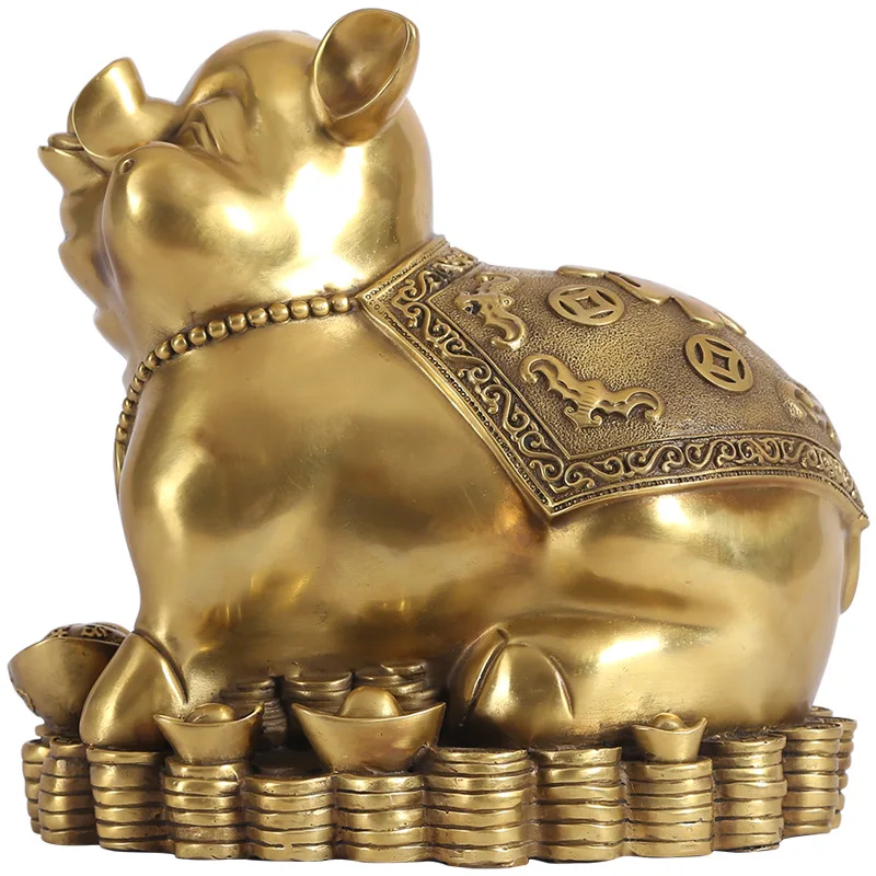Chinese Traditional Fengshui  Brass Zodiac Pig Ornament Handicraft Decoration Crafts