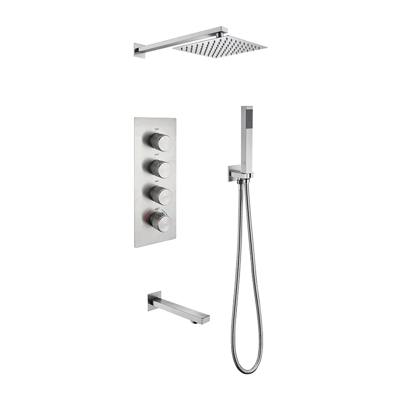 304 Stainless steel  Hot And Cold Waterfall In Wall Mounted Concealed Rain Shower Set  intelligent constant temperature