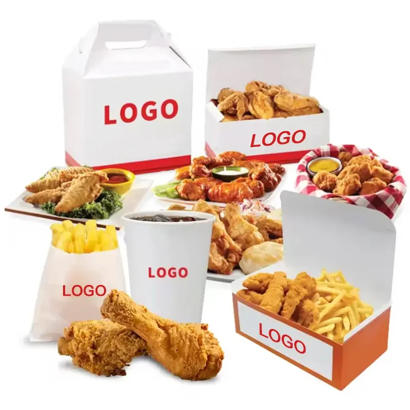 Wholesale fried chicken burger recyclable oil proof box kraft paper restaurant packaging fast food bag