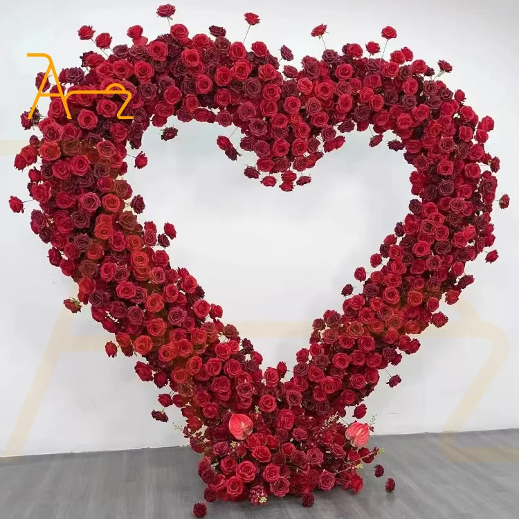 Cross border wedding stage background arrangement floral arrangement heart-shaped frame arch decoration artificial flowers