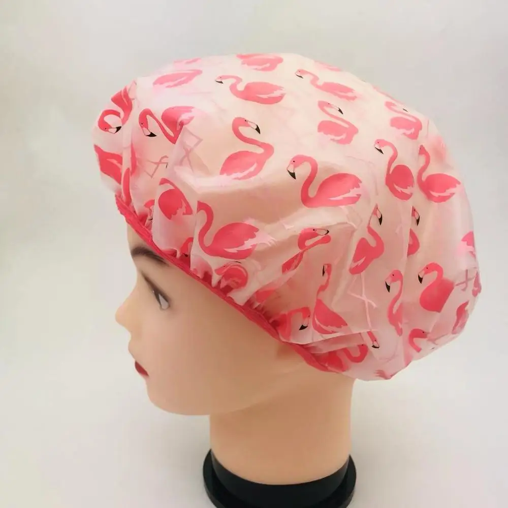 Eco-friendl customized logo fancy adjustable shower cap