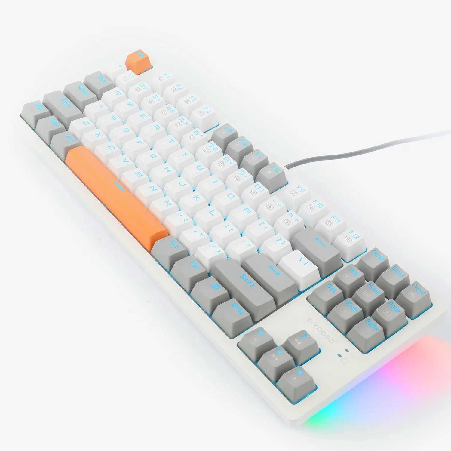 2021 Professional LED Backlit EYOOSO K620 White Gray Backlit Gaming Mechanical Keyboard Mechanical
