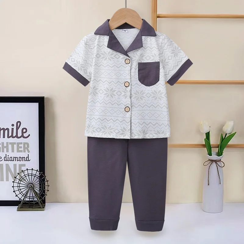 Kids Baby Pajamas Ready To Ship Girls Cartoon Casual Quantity Oem Cotton Clothes Set Short Sleeves Long Pants