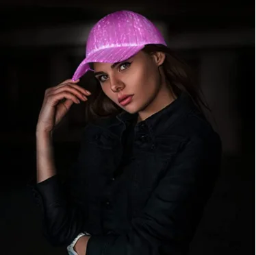 Fiber Optic 7 Colors Luminous LED Light Up Flash Glow In The Dark Party Baseball Cap Hat for Music Festivals Disco Nightclub