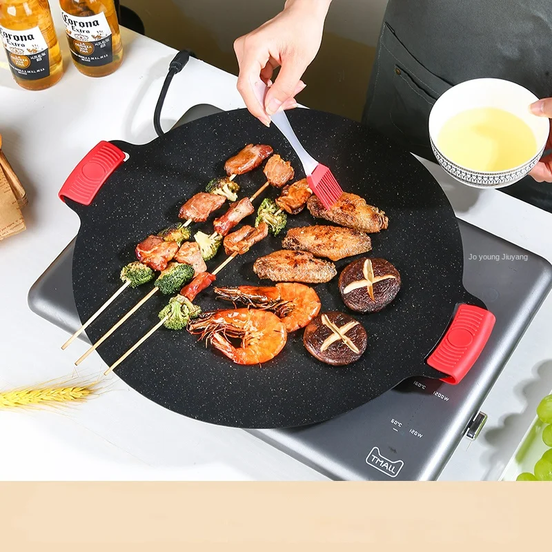 Wholesale Cast Iron Korean Induction Grill Pan Round Cast Iron Grill Pan Bbq Grill Pan