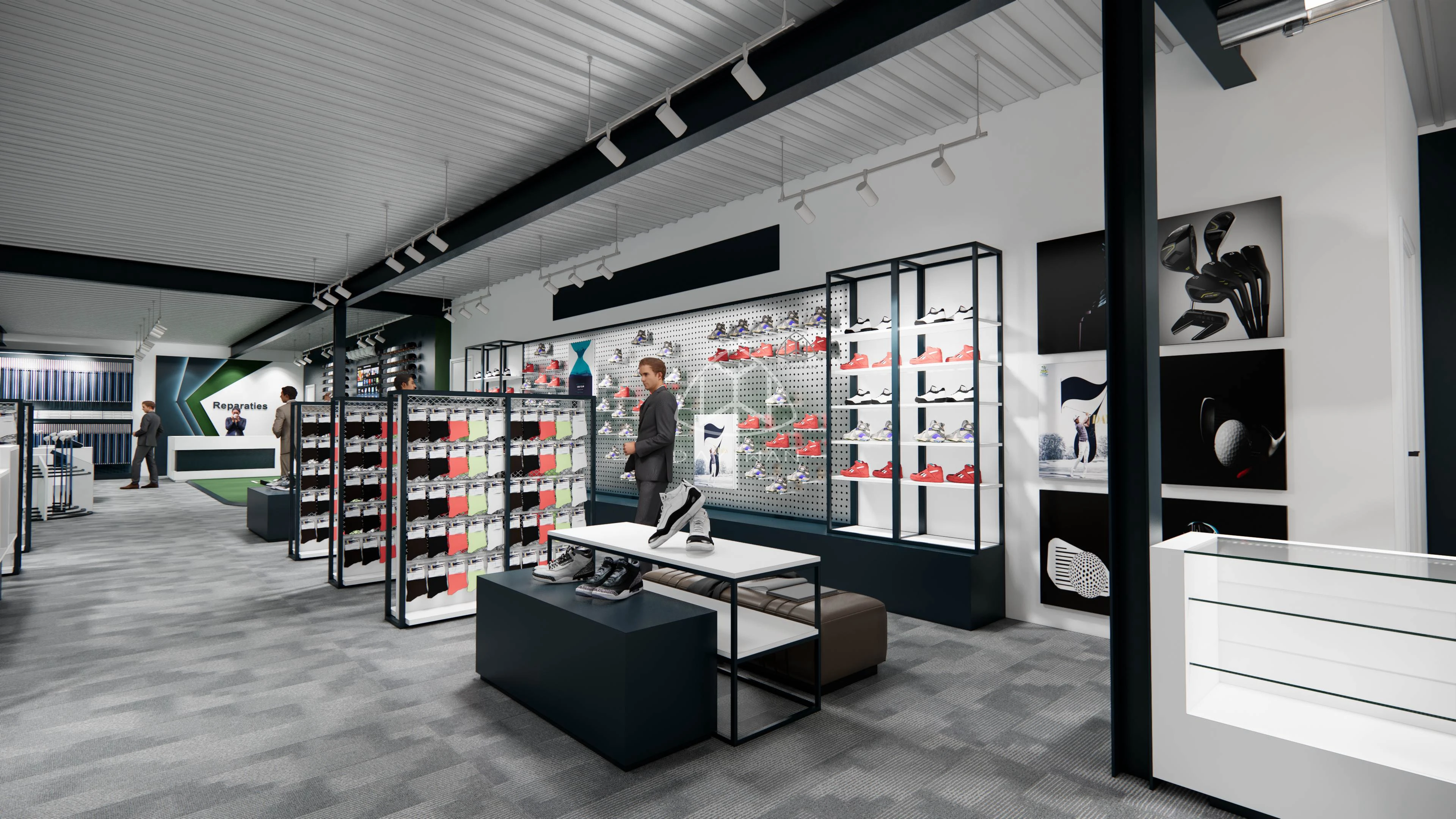 Modern Fashion Sport Clothing Decoration Store Retail Sports Shop Design Shelf Display Sneaker