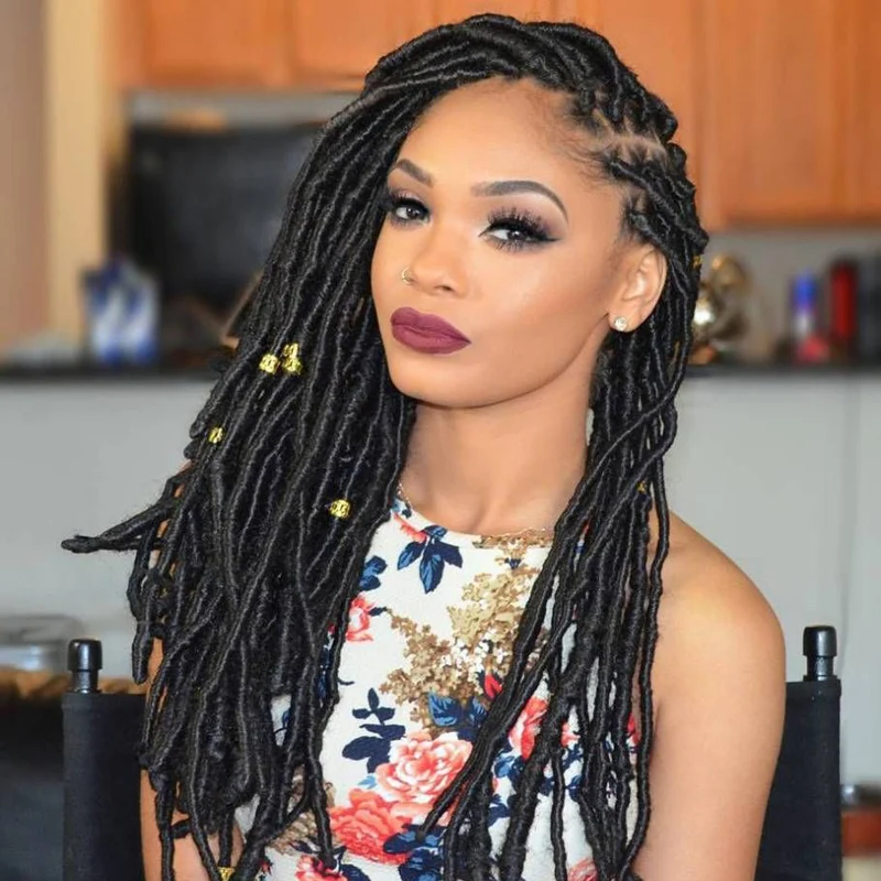 
Multicolor dreads faux locs cheap long soft crochet dreads locks braids styles hair weave synthetic dreadlocks extensions 