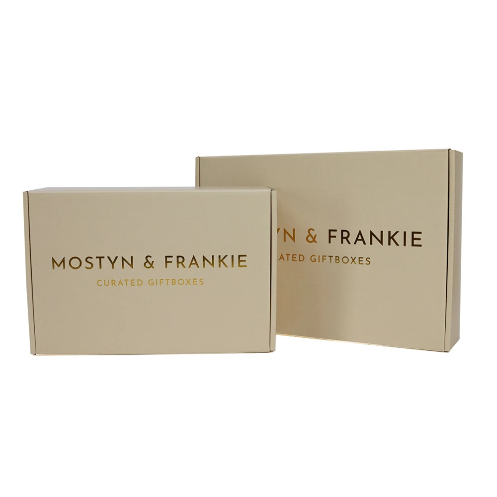Golden Foiling Beige Mailer Boxes Corrugated Postal Packaging Box for Small Business