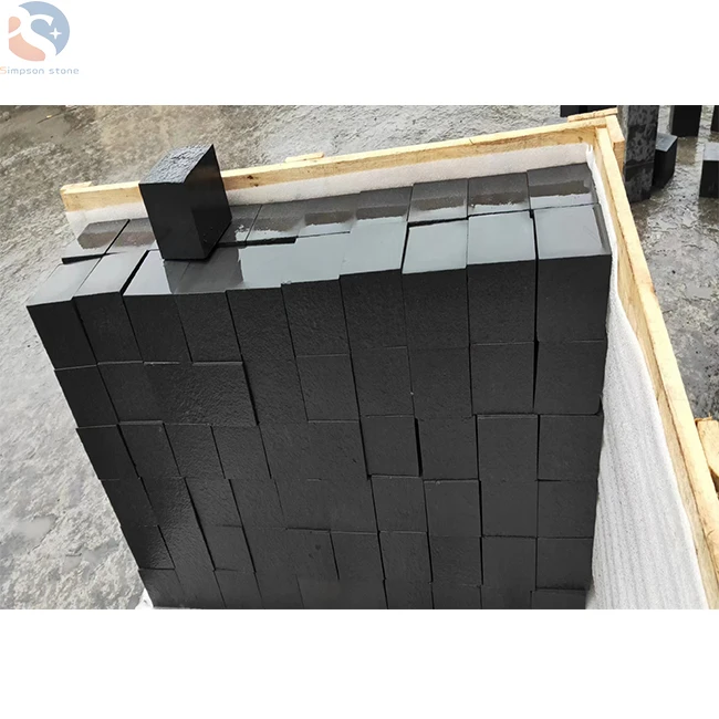 Natural Black Sandstone Flamed Surface for  Cladding Low Price Paving Stone