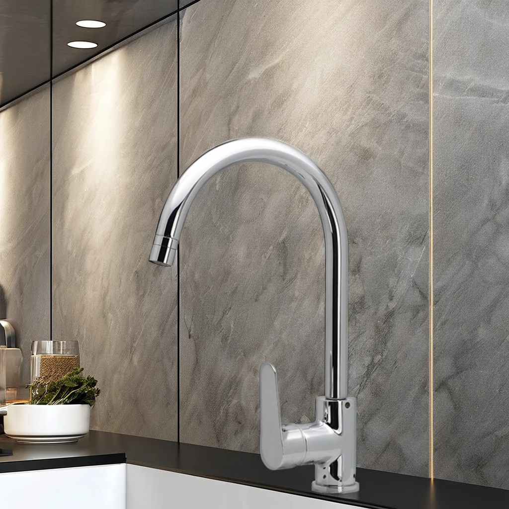 Polished cold and hot sink faucet with dual function and unlimited rotation, low lead copper kitchen faucet