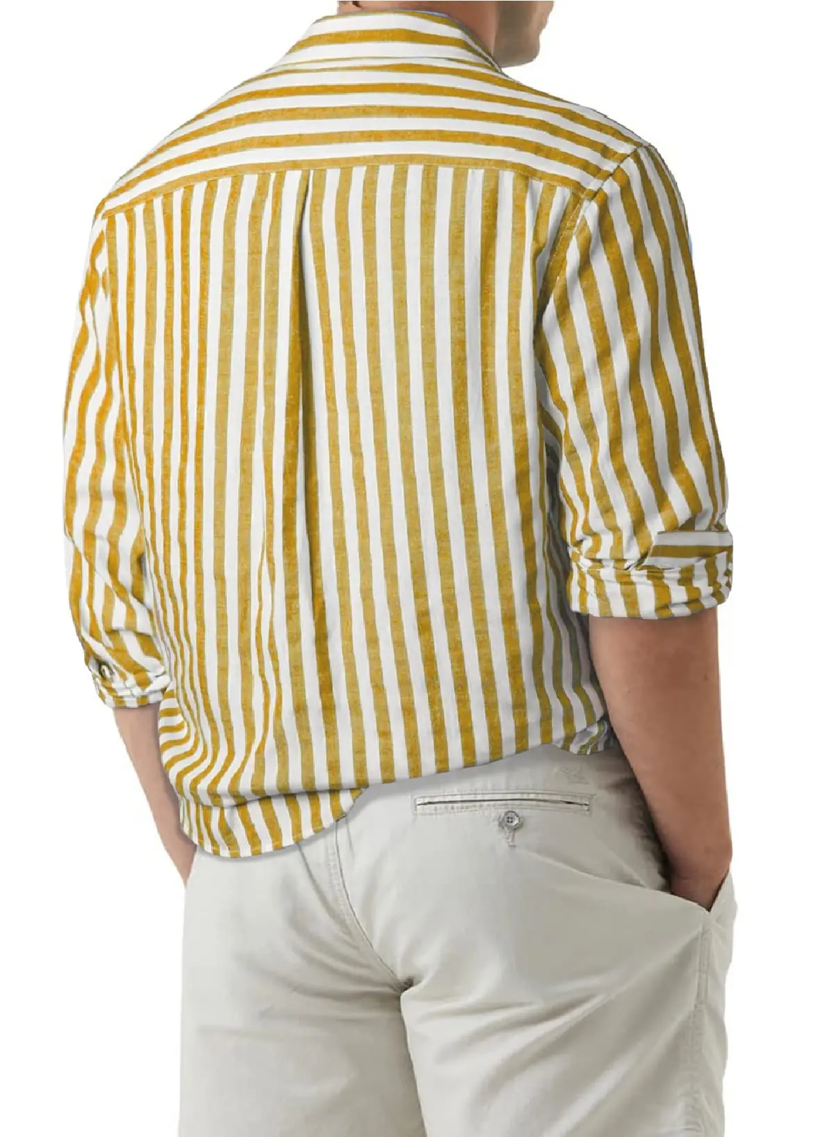 Mens Shirts Long Sleeve Linen Cotton Casual Button Down Dress Shirts with Front Pocket