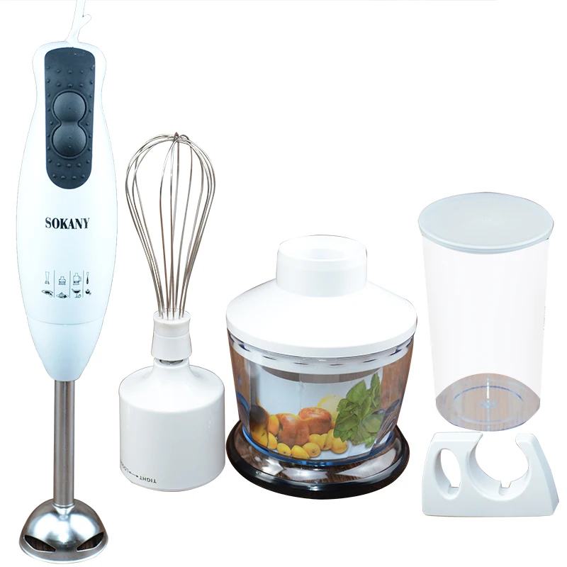 Электрический ручной блендер 4 в 1, кухонный миксер с регулируемой скоростью, взбиватель яиц, соков, овощей, мяса, измельчитель молочного коктейля
