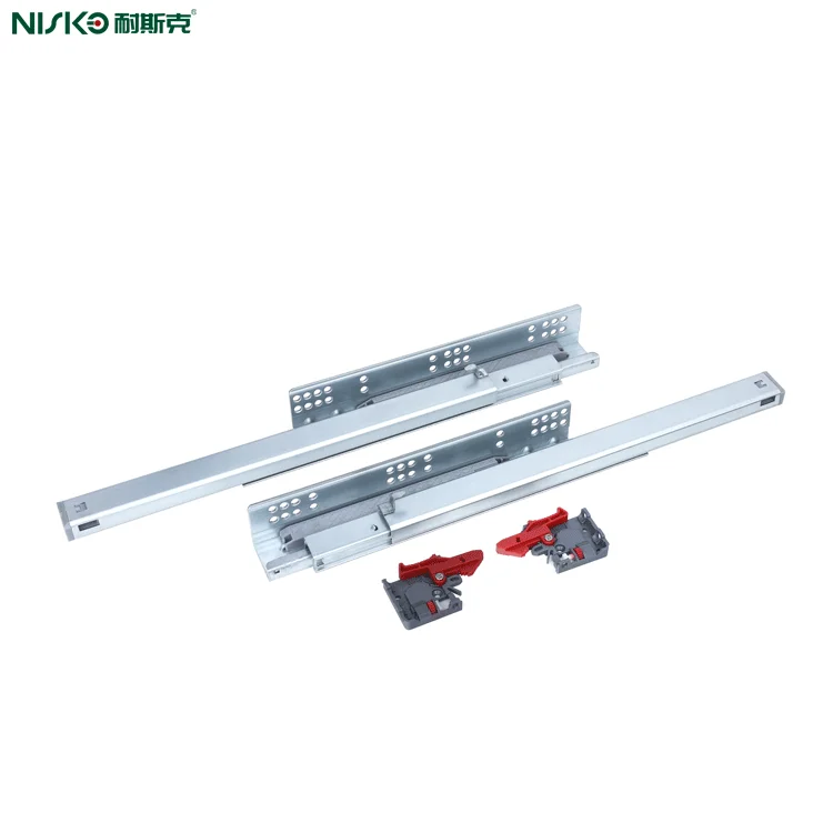 3 Fold Push To Open Hidden Telescopic Rails Soft Close Undermount Concealed Drawer Slide