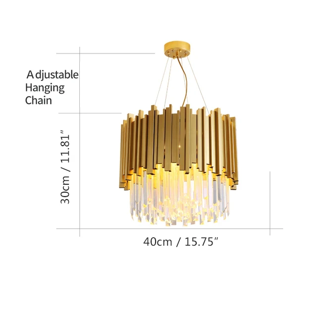  Living room dining kitchen metal lamp modern pendant lighting gold crystal chandelier
