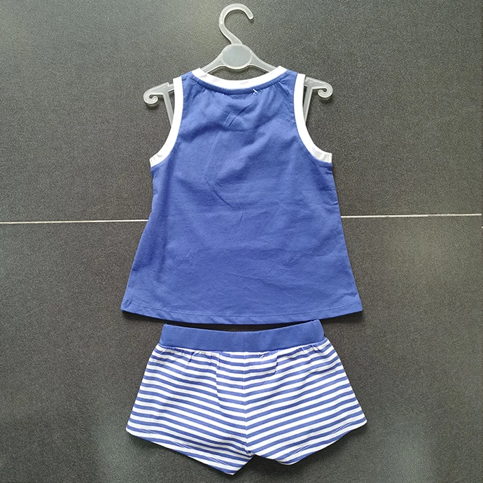 
Girls Clothing 2020 Summer Girls Clothes Sleeveless T-shirt+Shorts Cute Girls Blue White Jersey Suits Sets for 2-16 Years 